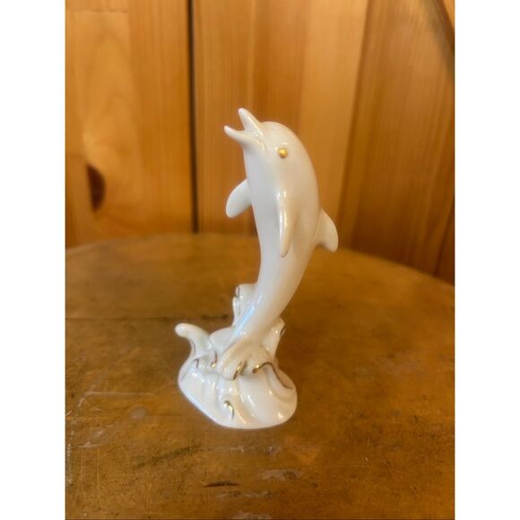 Lenox Dolphin Riding Waves Fine Porcelain Figurine Statue Sculpture (5901) - Picture 1 of 6